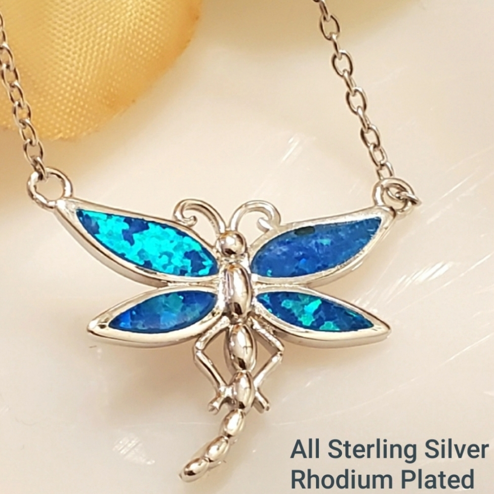 NEW Make A Wish DragonFly Opal Necklace - Picture 3 of 10